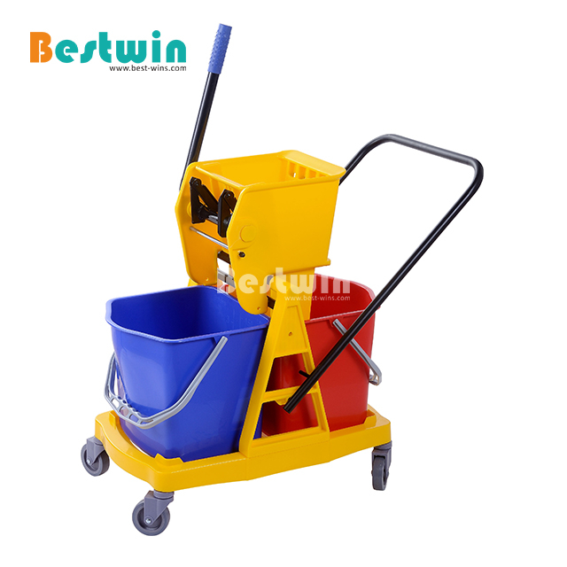 Side Press Wringer Combo Commercial Mop Bucket on Wheels, 35 Quart, Yellow
