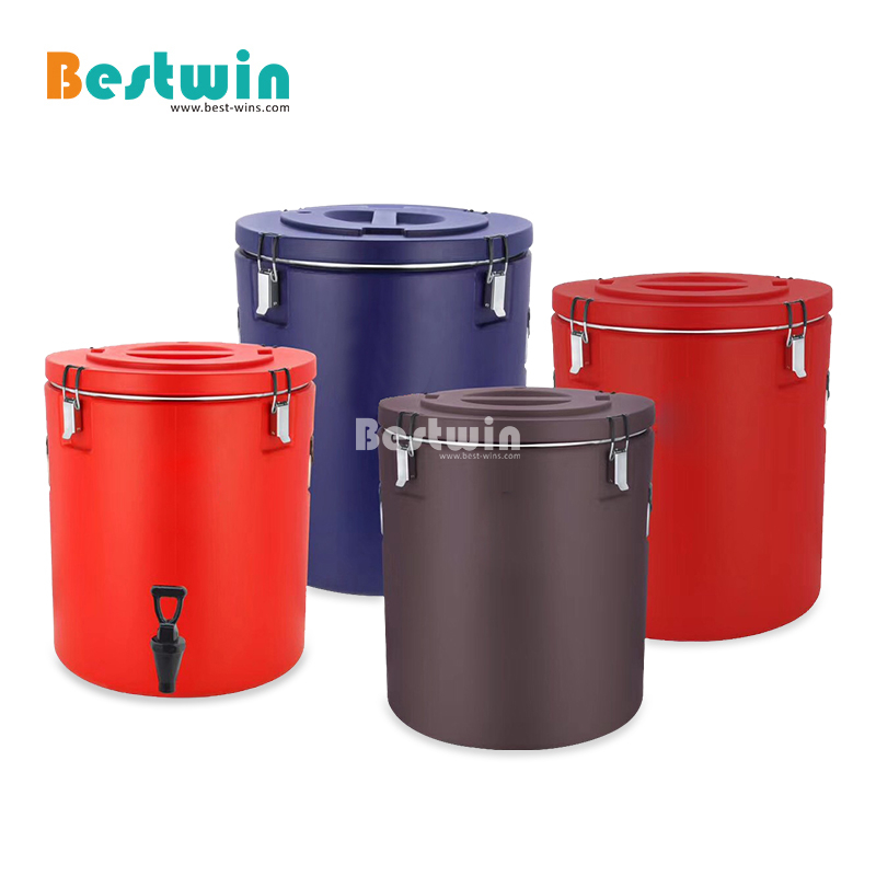 Double Wall Lid Large Container Stainless Steel Heat Temperature Preservation Insulation Barrel Pot With Faucet 